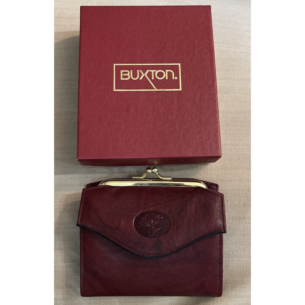 Women's Buxton Heiress Burgundy Leather Carded Wallet With Coin Pouch New